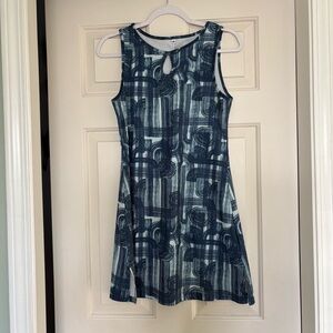 Nuu Muu Sleeveless Teal-Blue Patterned  Dress with Keyhole size Medium